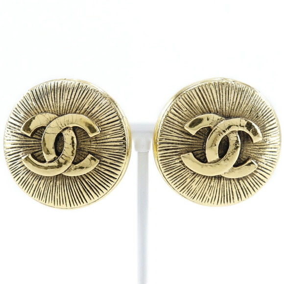 CHANEL Gold Logo Earrings